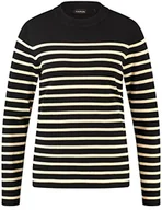 Swetry damskie - Taifun Sweter damski, Czarny/Buttercream w paski, 44 - miniaturka - grafika 1