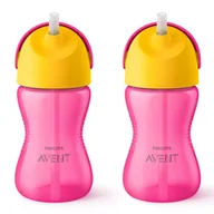 Butelki dla niemowląt - 2x BUTELKA AVENT SCF798/02 KUBEK ZE SŁOMKĄ 300ML RÓŻOWA DLA DZIECI 12M+ - miniaturka - grafika 1