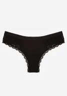 Majtki damskie - Czarne Majtki Stringi z Subtelną Koronką z Bawełną Adriedah - miniaturka - grafika 1