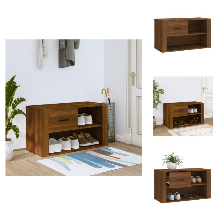 vidaXL Szafka na buty brązowy dąb 80x35x45 cm materiał drewnopochodny - Stojaki i szafki na buty