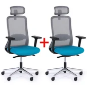 Fotele i krzesła biurowe - Krzesło biurowe JILL 1+1 GRATIS, szary/niebieski - miniaturka - grafika 1