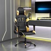 Fotele gamingowe - Lumarko Masujący fotel gamingowy, czarno-złoty, sztuczna skóra - miniaturka - grafika 1