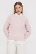Swetry damskie - Tommy Hilfiger sweter bawełniany kolor różowy lekki - miniaturka - grafika 1