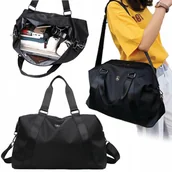 Akcesoria podróżnicze - TORBA SPORTOWA Czarna NA SIŁOWNIĘ POJEMNA DUŻA - miniaturka - grafika 1