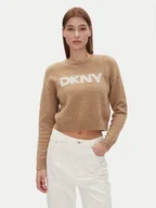 Swetry damskie - DKNY Sweter DJ4R0424 Beżowy Regular Fit - miniaturka - grafika 1