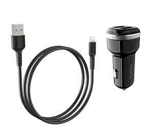 BOROFONE Borofone ładowarka samochodowa 2xUSB kabel Lightning w zestawie czarny BFO-BZ13-L-B - Ładowarki samochodowe - miniaturka - grafika 1