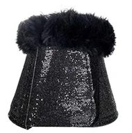 Akcesoria jeździeckie - HKM 4057052190094 podkowa dzwoneczek brokatowy 9100 czarny XL - miniaturka - grafika 1