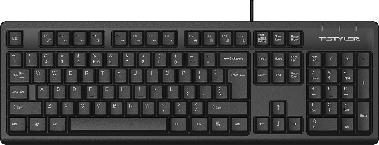 A4 Tech A4tech FK12, multimedialna klawiatura biurowa, CZ/US, USB, czarny FK12-BK