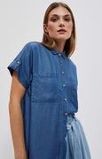 Koszule damskie - Koszula damska z krótkim rękawem w kolorze niebieskim 4008, Kolor granatowy, Rozmiar XS, Moodo - Primodo.com - miniaturka - grafika 1
