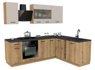 Meble kuchenne - Zestaw Mebli Kuchennych Presto 240X180 Cm Płyta Laminowana Dąb Evoke/Kaszmir - miniaturka - grafika 1