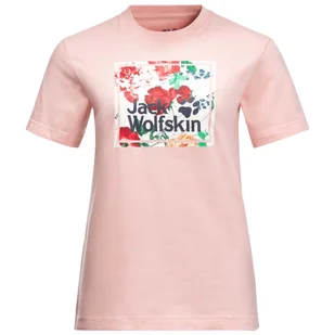 Damska Koszulka JACK WOLFSKIN FLOWER LOGO T W 1808341-2157 – Różowy - Koszulki i topy damskie - miniaturka - grafika 1