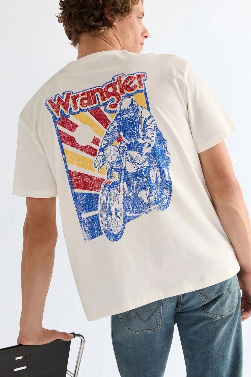 T-shirt męskie wrangler 112378450 worn biały