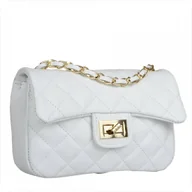 Torebki damskie - VERA PELLE pikowana torebka wizytowa biała skóra nat. - miniaturka - grafika 1