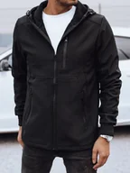 Kurtki męskie - Kurtka męska przejściowa softshell z kapturem czarna Dstreet TX4819 - miniaturka - grafika 1