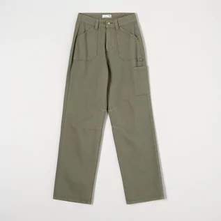 Spodnie damskie - Sinsay - Jeansy wide leg high waist - Zielony - grafika 1