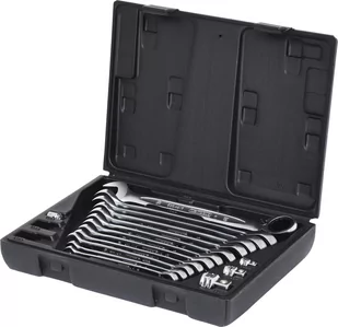 KS Tools 503.4666 Gear Plus klucz płasko-oczkowych, przełączany, 16-częściowy, 8  19 MM, z grzechotką pierścieniową z adapter 5034666 - Klucze i nasadki - miniaturka - grafika 1