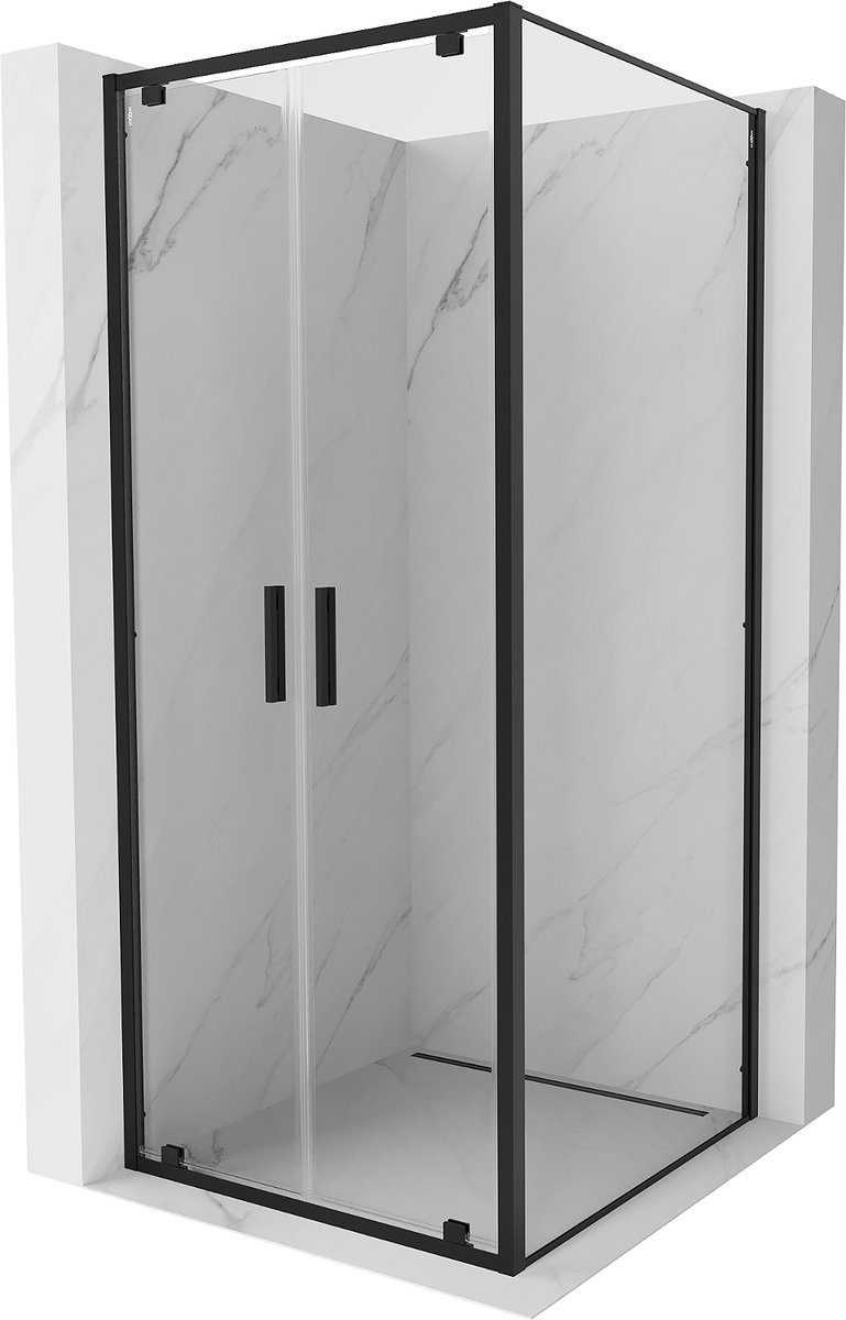 Mexen Exo kabina prysznicowa uchylna 110 x 110 cm, transparent, czarna - 8182-110-110-70-00