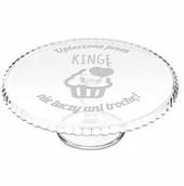 Tace i patery - Patera szklana do ciasta z grawerem dla niej cukiernika - miniaturka - grafika 1