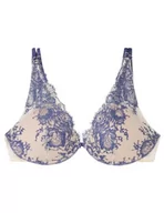 Biustonosze - Women'secret Biustonosz Push UP Halter, Niebieski nadruk, 100B - miniaturka - grafika 1