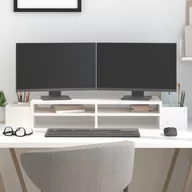 Akcesoria do monitorów - vidaXL Podstawka na monitor, biała, 100x27,5x15cm, lite drewno sosnowe - miniaturka - grafika 1