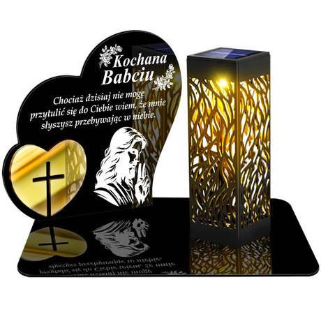 ZNICZ SOLARNY LED WIECZNY PODSTAWKA NA CMENTARZ GRÓB lampka Serce 3D DLA BABCI