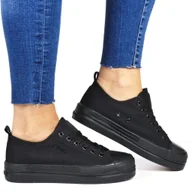 Półbuty damskie - DAMSKIE TRAMPKI NA PLATFORMIE NEWS 7199 CZARNE - miniaturka - grafika 1