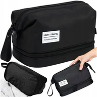 Kosmetyczki, organizery i kuferki - Duża Kosmetyczka Podróżna Czarna Męska Pojemna Kuferek Na Kosmetyki Czarna - miniaturka - grafika 1