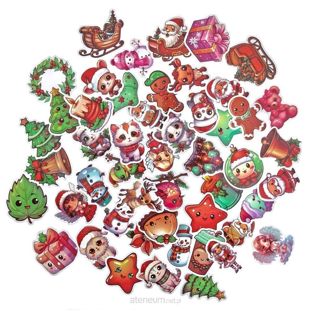 Naklejki winylowe z motywem ŚWIĄTECZNYM 4-6cm 50 sztuk