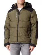 Kurtki męskie - JACK & JONES Kurtka męska Jcootis Puffer Sn, Olive Night/Detail:black Blocking - Jj Print, L - miniaturka - grafika 1