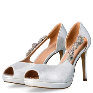 Szpilki z odkrytymi palcami - MENBUR 23822 SREBRNE - Czółenka - miniaturka - grafika 7