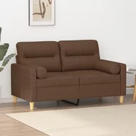 Sofy i kanapy - 2-osobowa sofa z poduszkami, brązowa, 120 cm, tkanina Lumarko! - miniaturka - grafika 1