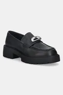 Mokasyny damskie - Calvin Klein mokasyny skórzane CHUNKY LOAFER LTH HW damskie kolor czarny na platformie YW0YW01912 - miniaturka - grafika 1
