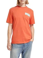 Koszulki męskie - Scotch & Soda Męski T-Shirt Regular Fit Chest Artwork Organic Cotton, Red Skies 6207, L - miniaturka - grafika 1