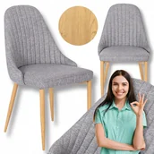 Krzesła - Krzesło Kuchenne Tapicerowane Tkanina Do Jadalni Salonu Szare Torino - miniaturka - grafika 1