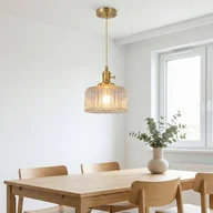 Lampy sufitowe - Złote lampy wiszące Nowoczesne lampy kryształowe żyrandole Regulowane lampy wiszące z szklanym kloszem do kuchni z wyspą Jadalnia(Żarówka zawiera) - miniaturka - grafika 1