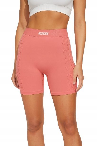 Guess Różowe Legginsy Krótkie z Ażurowym Wzorem i Wysokim Stanem Xs/s Gma