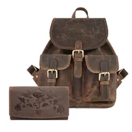 Plecaki - Zestaw prezentowy plecaczek damski i portfel damski paolo peruzzi zup-26-br - miniaturka - grafika 1