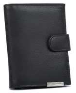 Portfele - Rozbudowany czarny duży portfel męski ze skóry naturalnej RONALDO pionowy zamykany na zatrzask pojemny na karty i dokumenty ochrona RFID STOP - miniaturka - grafika 1