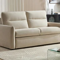 Sofy i kanapy - Kanapa rozkładana 3-osobowa z beżowej tkaniny ORELIS - miniaturka - grafika 1