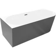 Wanny - Mexen Silo wanna wolnostojąca narożna lewa ryflowana 170 x 80 cm, biała/szara, przelew gun metal - 52891708062L-95 - miniaturka - grafika 1