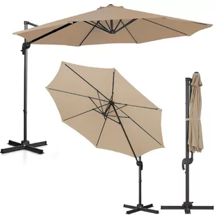 Uniprodo Parasol ogrodowy wiszący szarobrązowy okrągły 300 cm uchylny UNI_UMBRELLA_2R300TA_N - Parasole ogrodowe - miniaturka - grafika 1