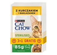 Mokra karma dla kotów - CAT CHOW Sterilised Karma dla kotów z kurczakiem i bakłażanem w sosie 4x85g (3+1 GRATIS) - miniaturka - grafika 1