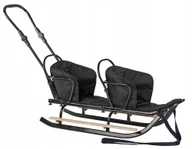 Sanki i ślizgacze - Polskie SANKI DUO CZARNE MATERACYK CZARNY dla dzieci Bliźniaki MOCNE - miniaturka - grafika 1