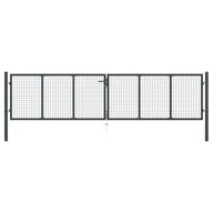 Akcesoria do ogrodzeń - vidaXL Brama ogrodowa z siatki, galwanizowana stal, 400x125 cm, szara - miniaturka - grafika 1