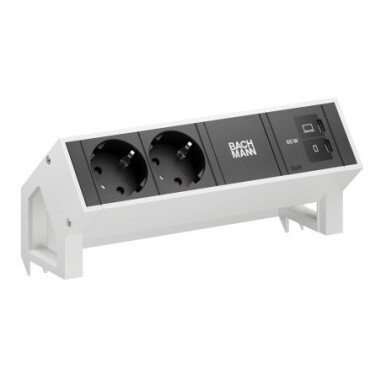 Listwa zasilająca Bachmann BACHMANN DESK2 2xCEE7/3 1xUSB C/C 65 W, dł. 0,2 m, RAL9010