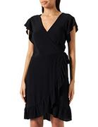 Sukienki - VIFINI WRAP S/S krótka sukienka - NOOS, czarny, 36 - miniaturka - grafika 1