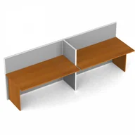 Inne meble biurowe - B2B Partner Zestaw parawanów biurowych z prostym stołem, tekstylny, 2 miejsca, czereśnia 437204 - miniaturka - grafika 1