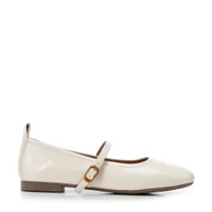 Półbuty męskie - Skórzane baleriny w stylu Mary Jane kremowe - miniaturka - grafika 1