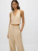 Kamizelki damskie - Reserved - Kamizelka z dekoltem halter - beżowy - miniaturka - grafika 1