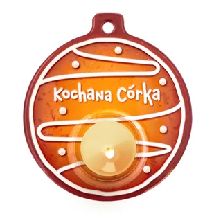 Świecznik ceramiczny świąteczny, bombka z dedykacją, Kochana córka - Świeczniki - miniaturka - grafika 1